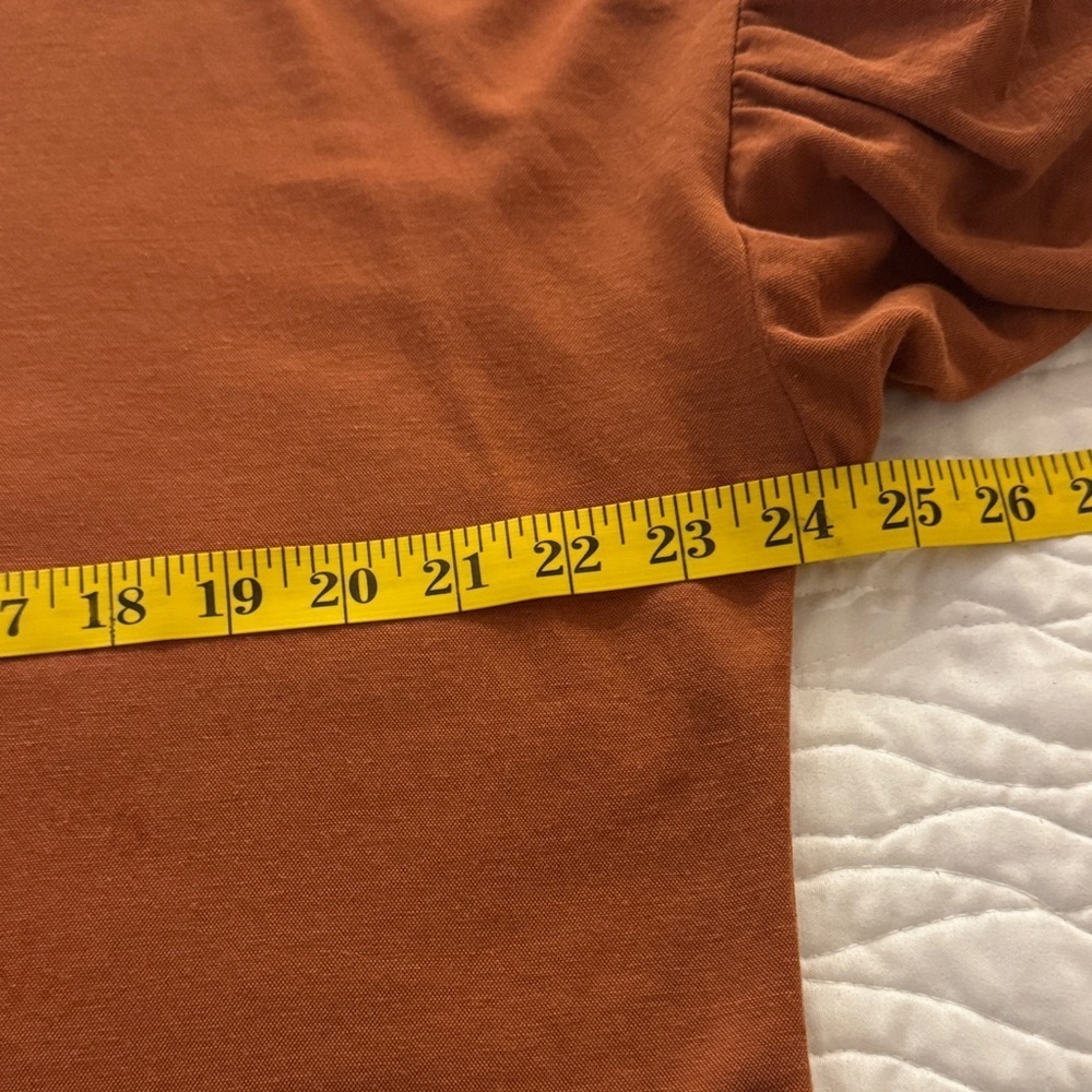 Miou Muse Women's Rust Blouse with Balloon Sleeves - Picture 7 of 8